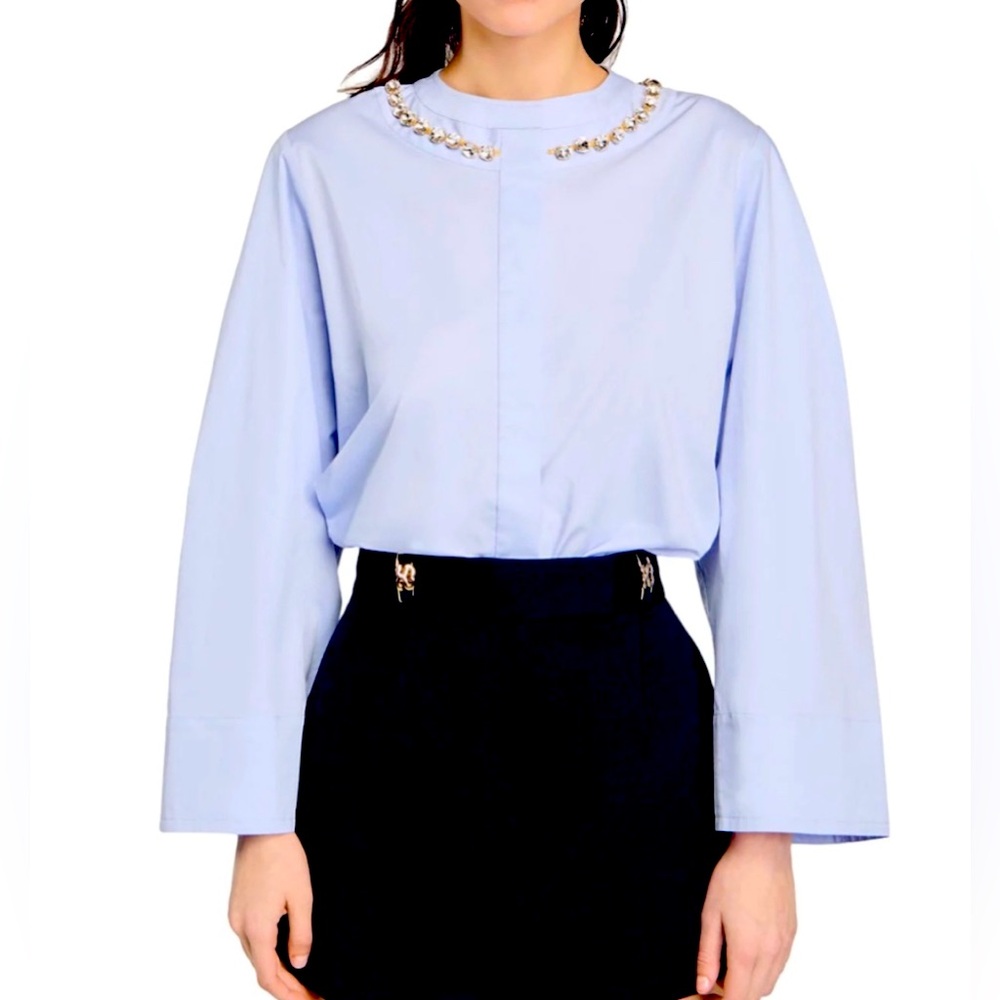 SANDRO Galon Top with Embellished Collar NWT
